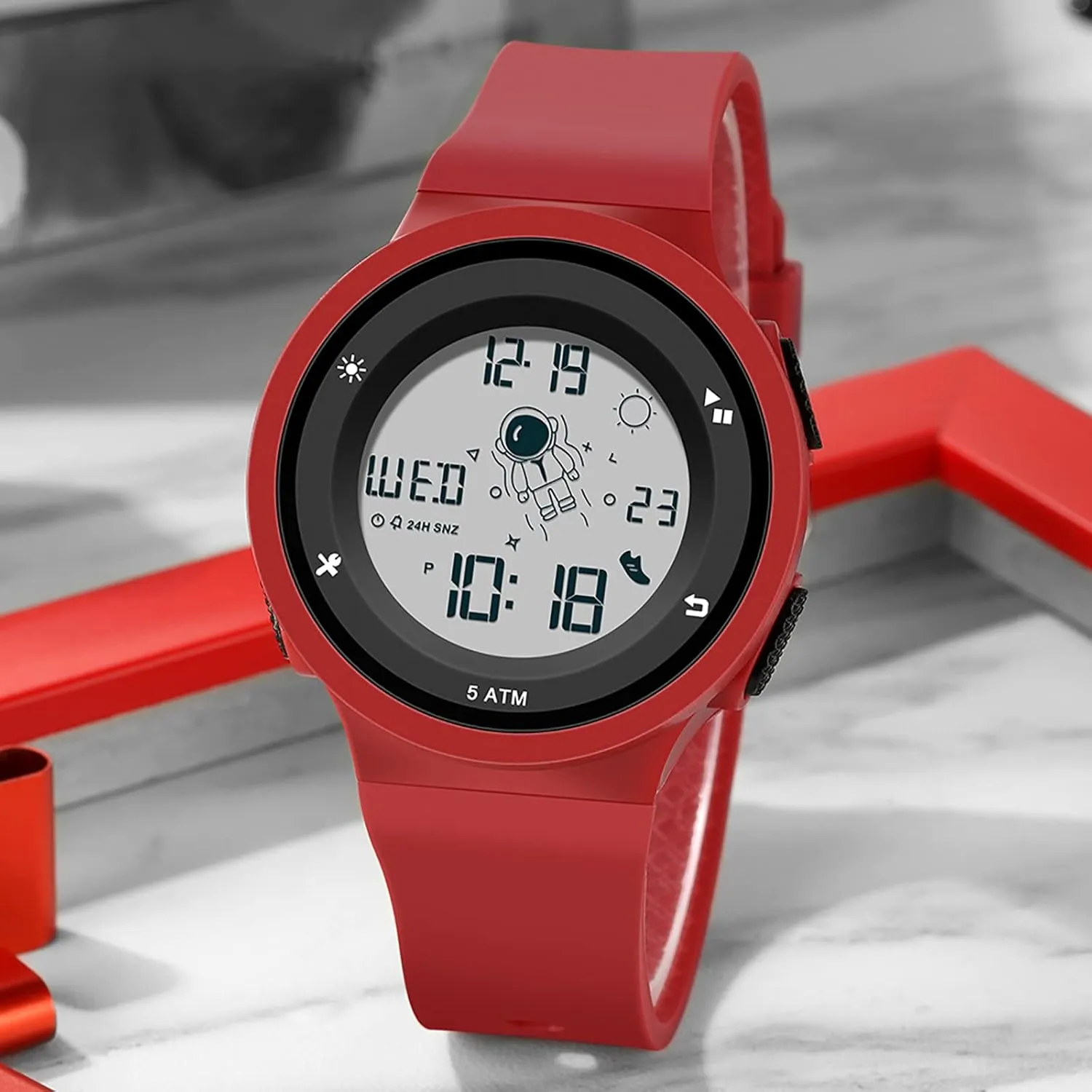 tendon incline sculpture unbalance mutual Sports 5ATM Waterproof Watch Dual Time Display Luminous Wristwatch with Countdown Stopwatch Calendar Alarm Simple Digital Watch for Women and Men findtime Digital Electronic Watches 