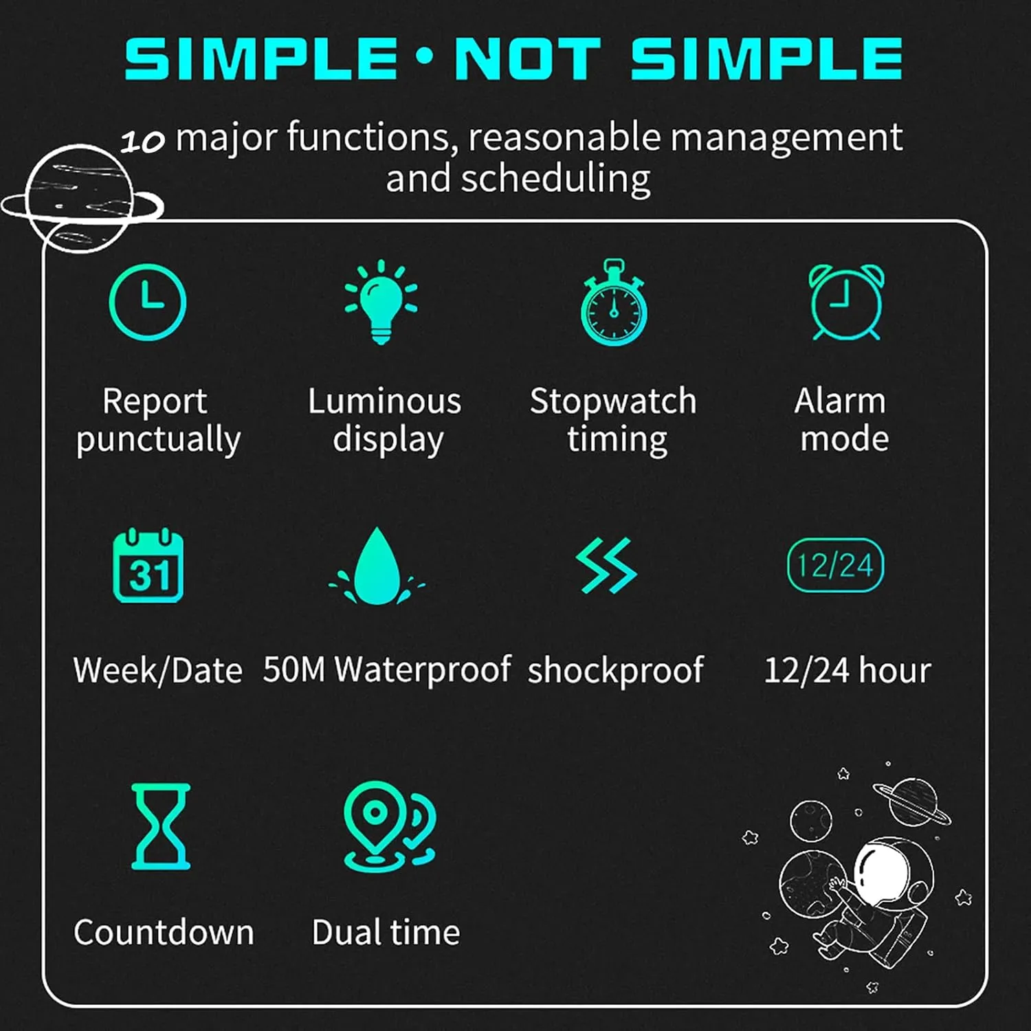 tendon incline sculpture unbalance mutual Sports 5ATM Waterproof Watch Dual Time Display Luminous Wristwatch with Countdown Stopwatch Calendar Alarm Simple Digital Watch for Women and Men findtime Digital Electronic Watches 