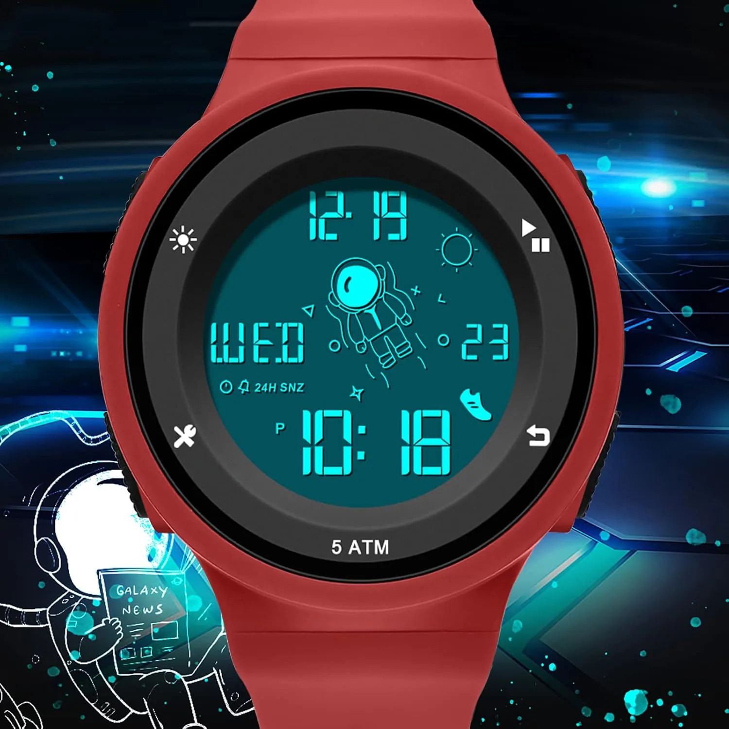 tendon incline sculpture unbalance mutual Sports 5ATM Waterproof Watch Dual Time Display Luminous Wristwatch with Countdown Stopwatch Calendar Alarm Simple Digital Watch for Women and Men findtime Digital Electronic Watches 