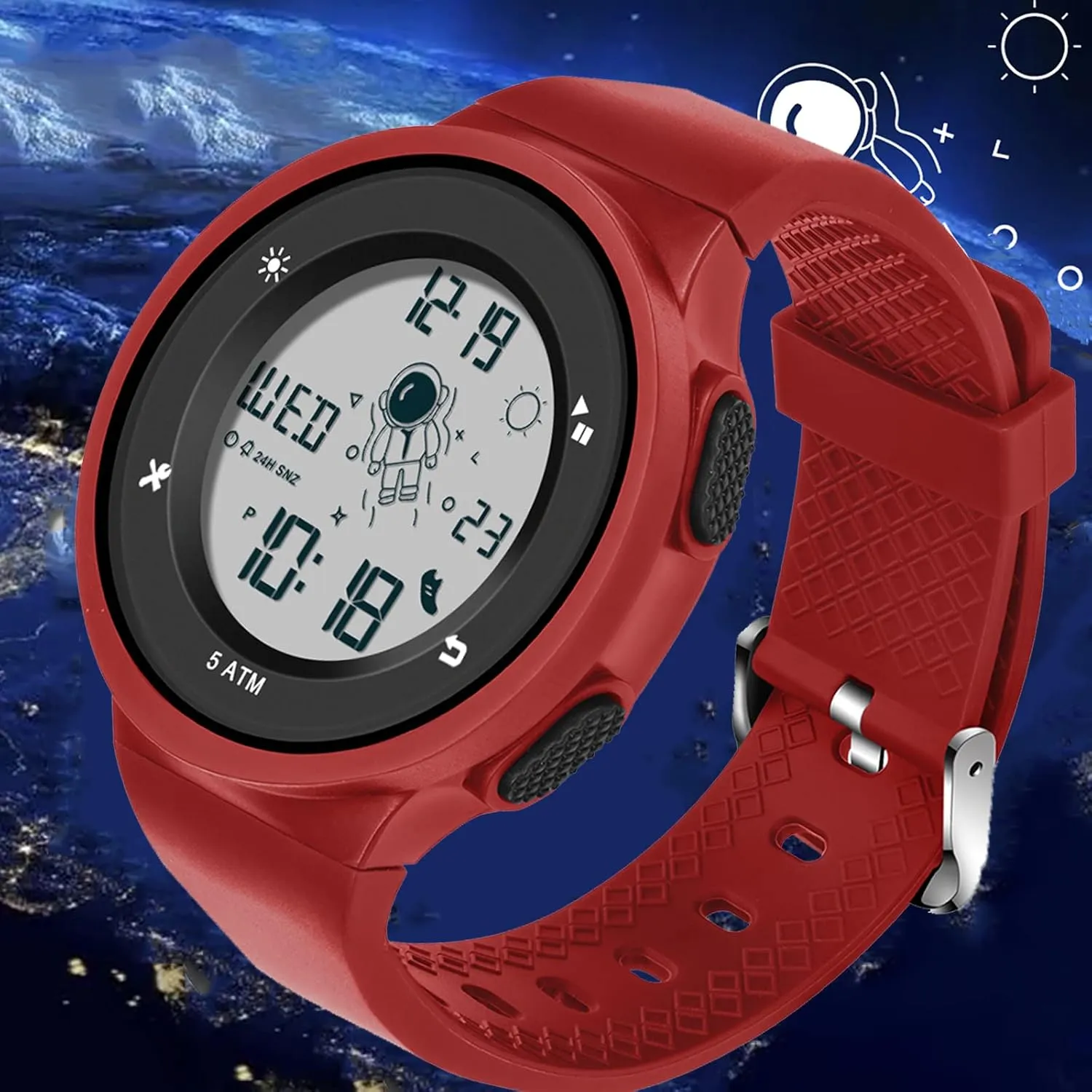 tendon incline sculpture unbalance mutual Sports 5ATM Waterproof Watch Dual Time Display Luminous Wristwatch with Countdown Stopwatch Calendar Alarm Simple Digital Watch for Women and Men findtime Digital Electronic Watches 