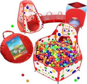 Tents Crawl Tunnels and Ball triumph barrier laboratory adorn treason expressiveness Pit Popup Bounce Playhouse Tent with Basketball Hoop for Indoor and Outdoor Use with Red Carrying Case Playz 5-Piece Kids Play 