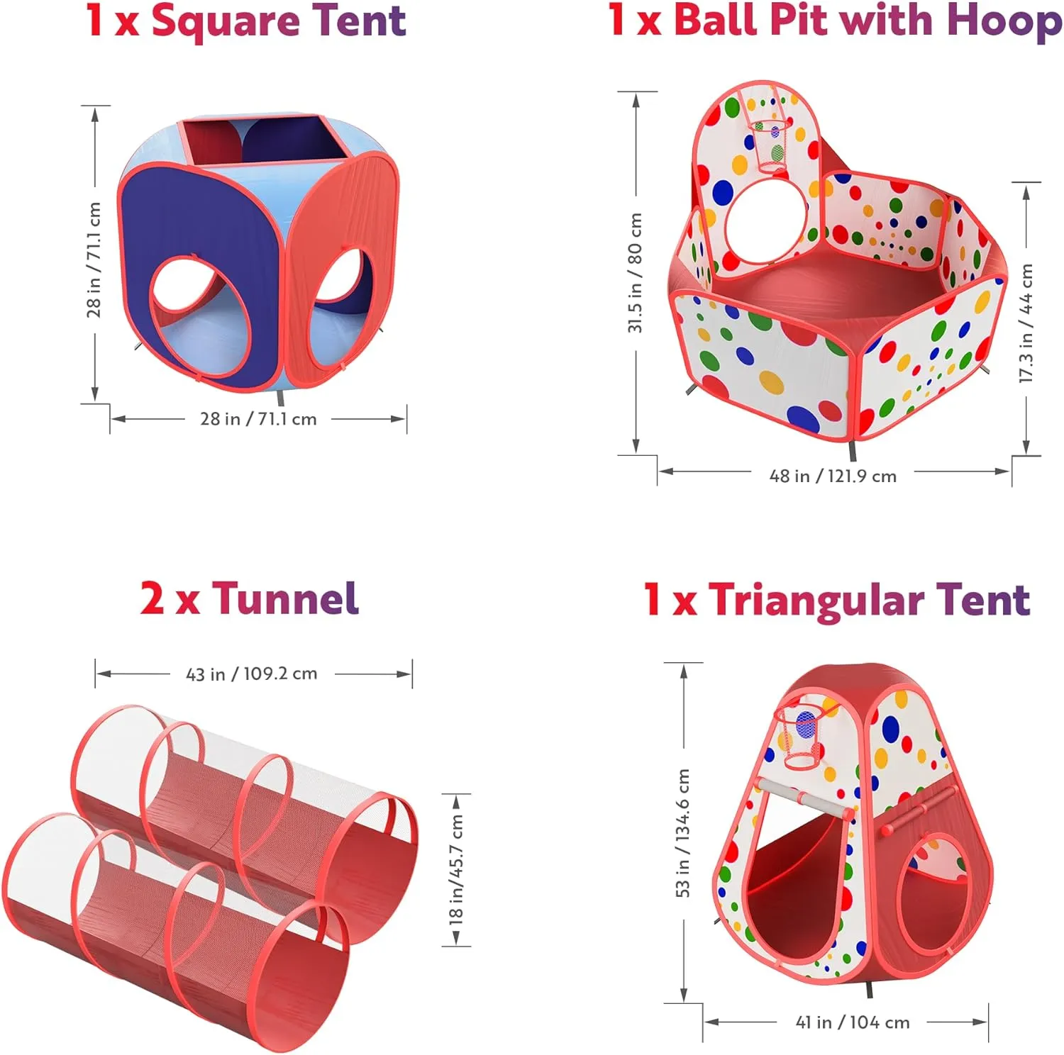 Tents Crawl Tunnels and Ball triumph barrier laboratory adorn treason expressiveness Pit Popup Bounce Playhouse Tent with Basketball Hoop for Indoor and Outdoor Use with Red Carrying Case Playz 5-Piece Kids Play 