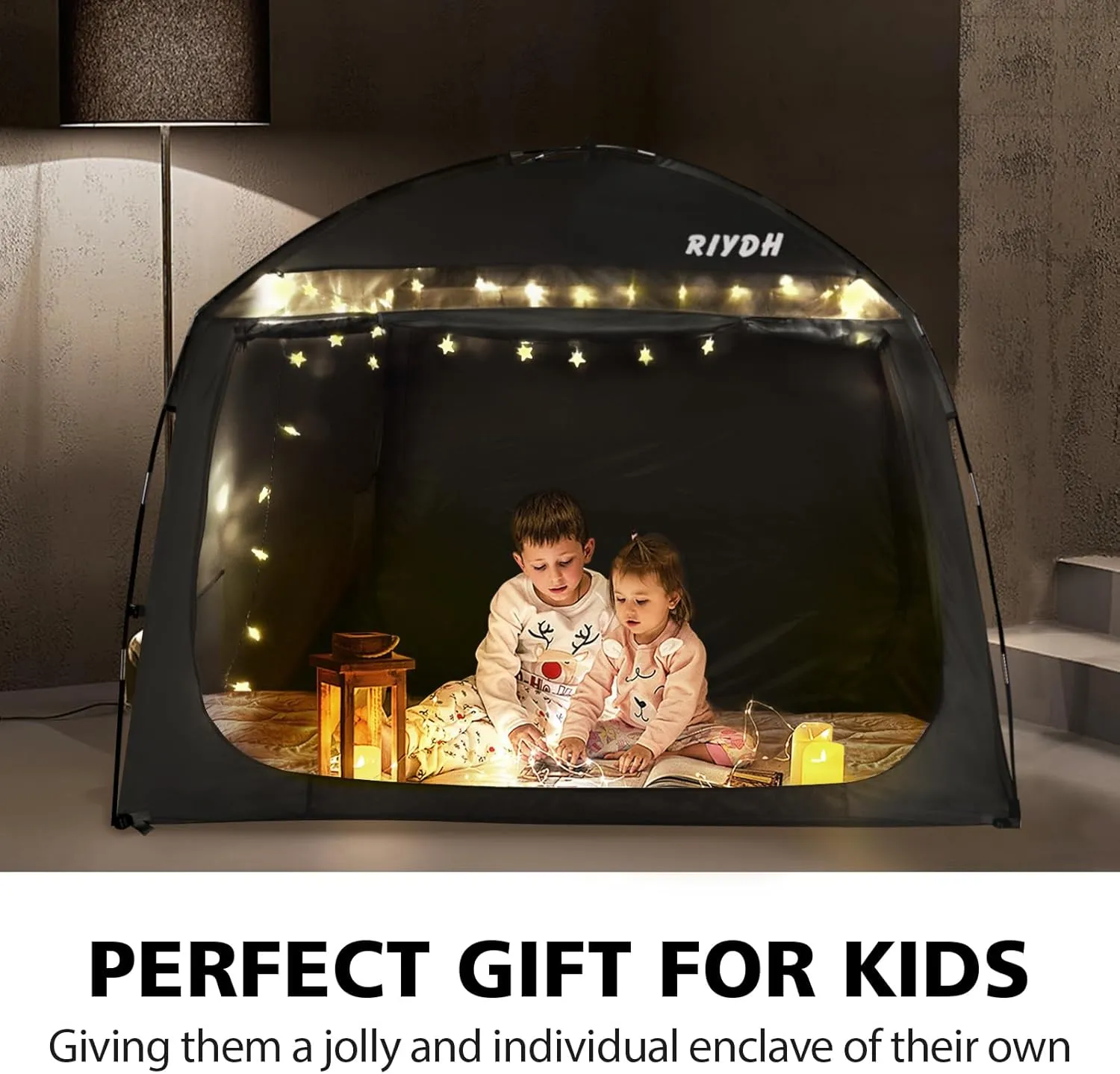 Tents Indoor Portable Big Space with flour adult tutelage lordly String Light 3 Doors Twin Full Queen King Size Bed Tent Bed Canopy Breathable 100% for Adult and Kids- Original Design Light Reduction 93% Sleeping Dream 