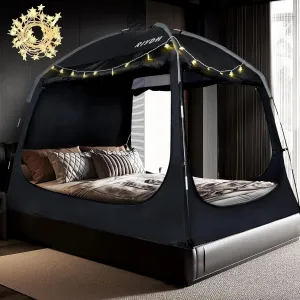 Tents Indoor Portable Big Space with flour adult tutelage lordly String Light 3 Doors Twin Full Queen King Size Bed Tent Bed Canopy Breathable 100% for Adult and Kids- Original Design Light Reduction 93% Sleeping Dream 