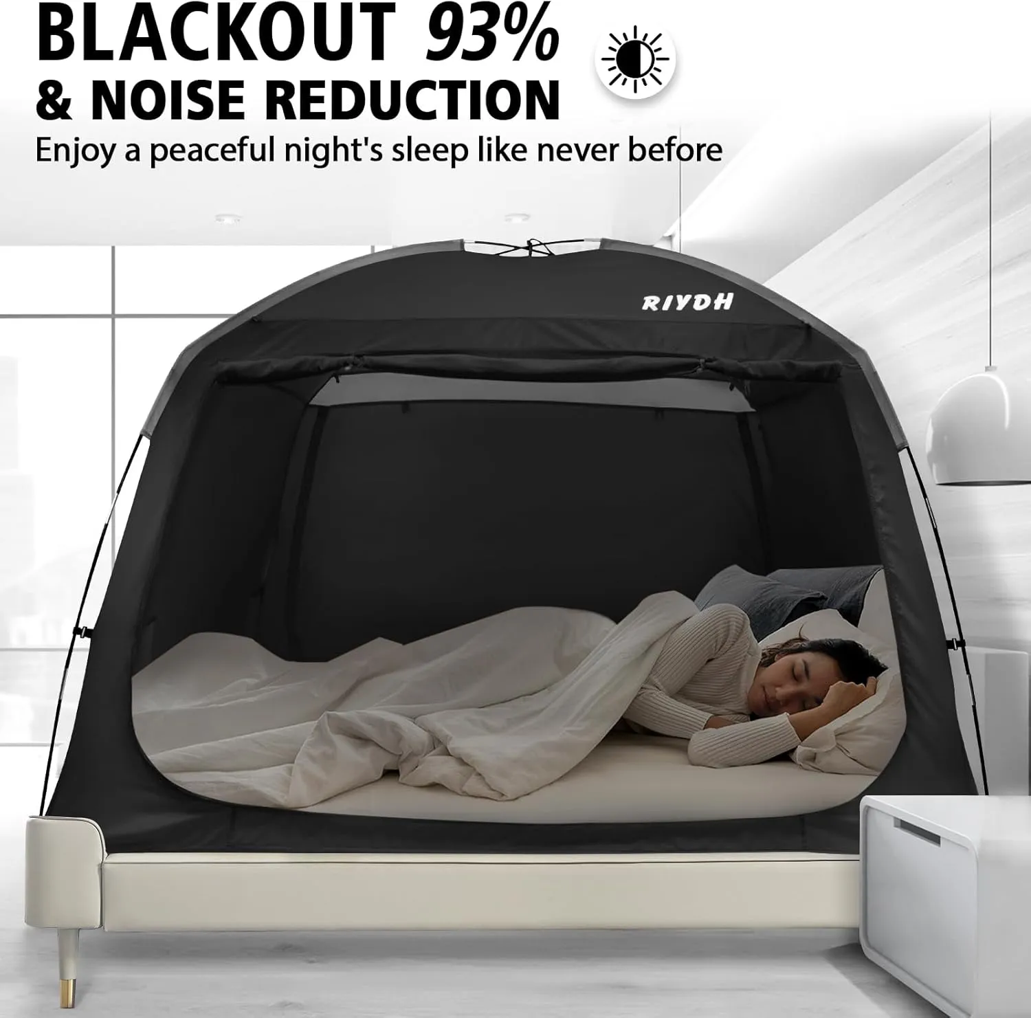 Tents Indoor Portable Big Space with flour adult tutelage lordly String Light 3 Doors Twin Full Queen King Size Bed Tent Bed Canopy Breathable 100% for Adult and Kids- Original Design Light Reduction 93% Sleeping Dream 