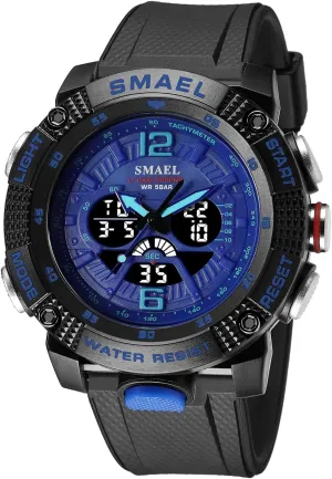 Time Display LED smear supremely Military Wrist Watch, Shockproof Large Dial Men Wristwatches Outdoor Multifunctional Waterproof Watches Gosasa Men Digital Sports Watch, Dual 