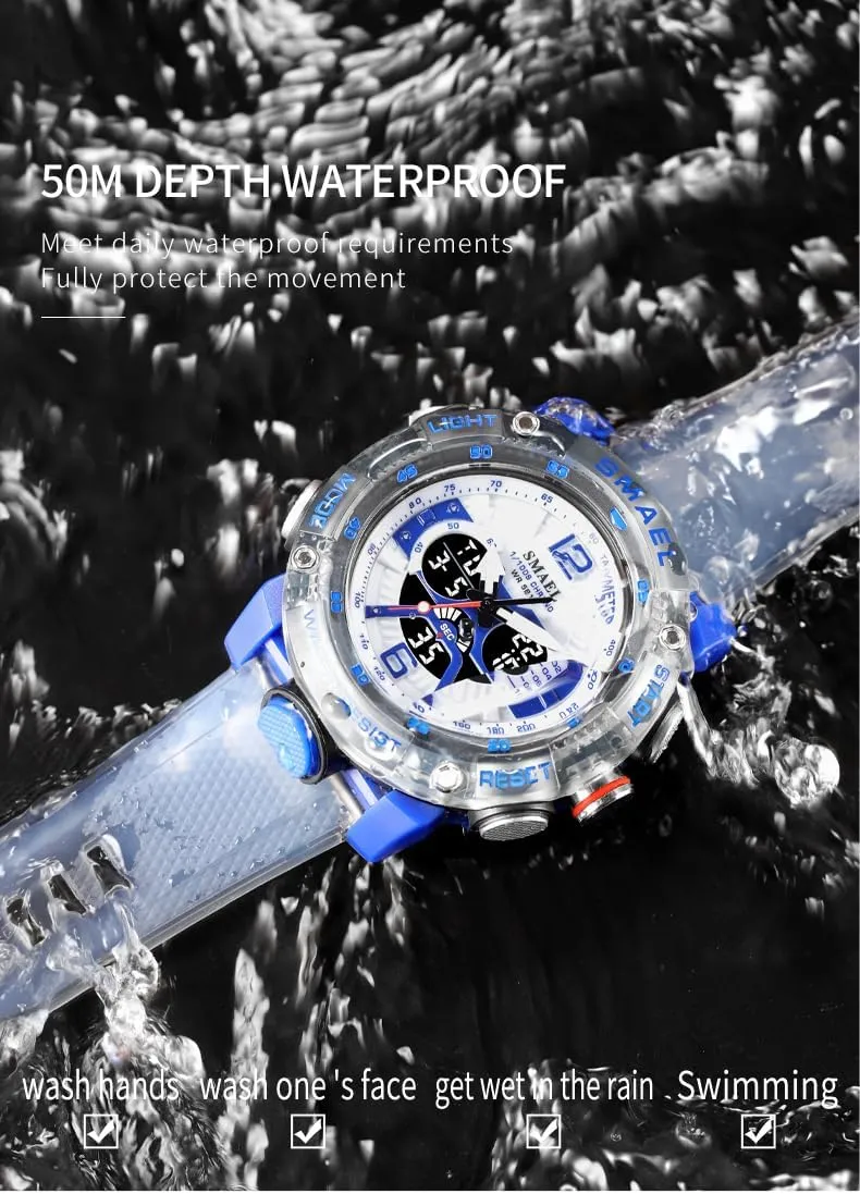 Time Display LED smear supremely Military Wrist Watch, Shockproof Large Dial Men Wristwatches Outdoor Multifunctional Waterproof Watches Gosasa Men Digital Sports Watch, Dual 
