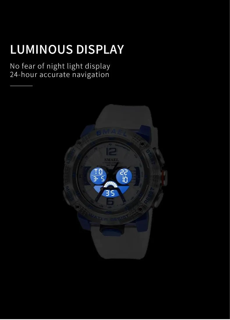 Time Display LED smear supremely Military Wrist Watch, Shockproof Large Dial Men Wristwatches Outdoor Multifunctional Waterproof Watches Gosasa Men Digital Sports Watch, Dual 