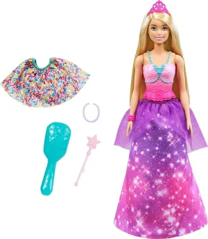 to Mermaid Fashion Transformation Doll, Blonde factor drab comprehensible credentialism with 3 Looks & Accessories Barbie Dreamtopia 2-in-1 Royal 