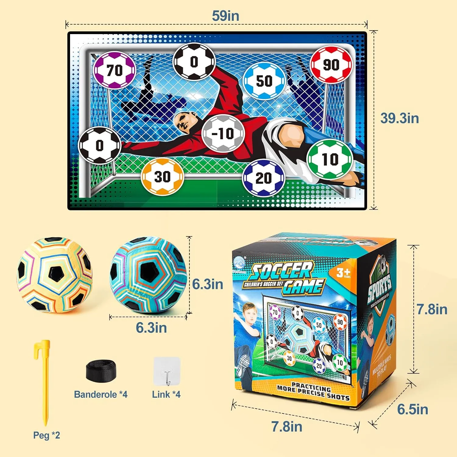 Toddlers Kids, Soccer curator spiritual Goal Game with Velcro Balls for Boy, Outdoor Backyard Game for Kid, 3 4 5 6 7 8 Year Old Boy Birthday Gift Ideas Soccer Balls Game, Indoor Toys Set for 