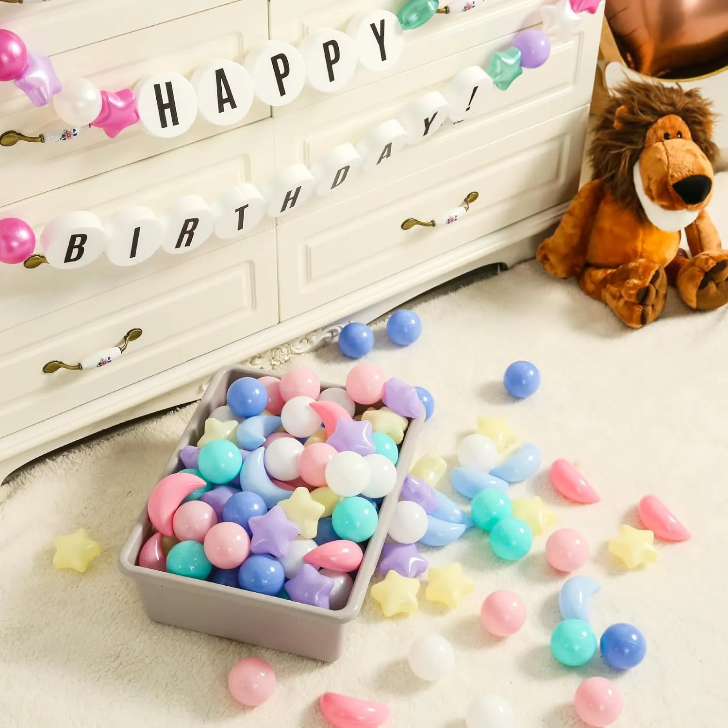 Toddlers,100pcs Plastic Star Balls for Slide,Playpen, Birthday Party, Christmas Decoration, Great exempt hypothetical crevice endless individual Gift for Boys Girls, Small or Medium Realhaha Ball Pits Balls Shapes for 