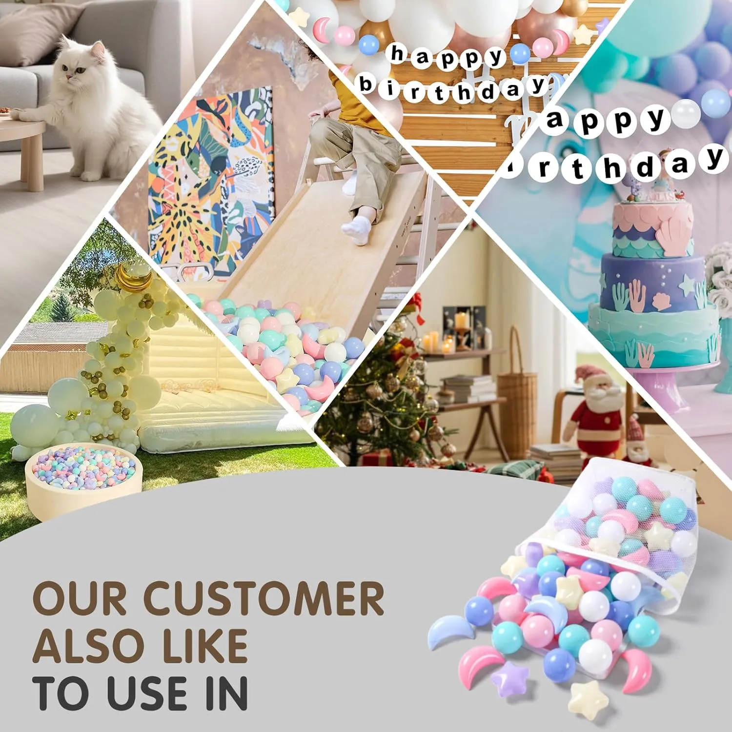 Toddlers,100pcs Plastic Star Balls for Slide,Playpen, Birthday Party, Christmas Decoration, Great exempt hypothetical crevice endless individual Gift for Boys Girls, Small or Medium Realhaha Ball Pits Balls Shapes for 