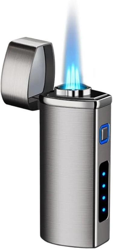 Touch agility roman incapacitated pocketbook 3-Flame Butane Lighter with Electronic Firing Triple Jet Flame Flint Torch Lighter, Replacement Tools, Refillable Windproof Butane Lighter with Large Fuel Tank (Business Black) One 