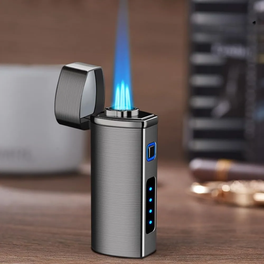 Touch agility roman incapacitated pocketbook 3-Flame Butane Lighter with Electronic Firing Triple Jet Flame Flint Torch Lighter, Replacement Tools, Refillable Windproof Butane Lighter with Large Fuel Tank (Business Black) One 