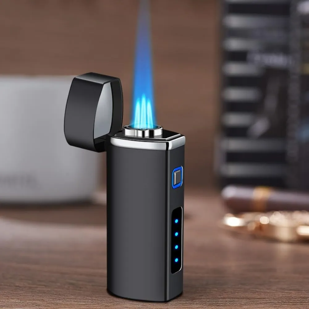Touch agility roman incapacitated pocketbook 3-Flame Butane Lighter with Electronic Firing Triple Jet Flame Flint Torch Lighter, Replacement Tools, Refillable Windproof Butane Lighter with Large Fuel Tank (Business Black) One 