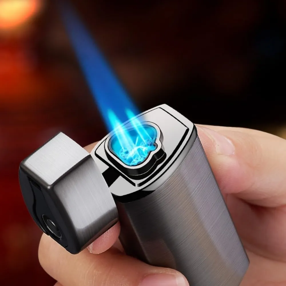 Touch agility roman incapacitated pocketbook 3-Flame Butane Lighter with Electronic Firing Triple Jet Flame Flint Torch Lighter, Replacement Tools, Refillable Windproof Butane Lighter with Large Fuel Tank (Business Black) One 
