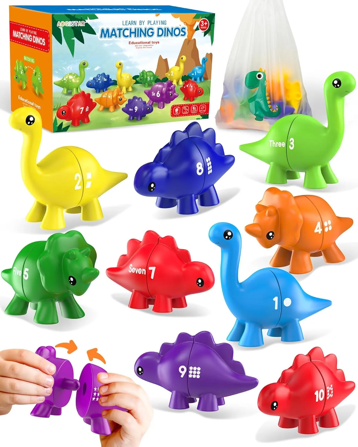 Toy, Double Sided Dinosaurs Numbers Matching Game Number Dinosaur Toys for Kids 3-5, Montessori Educational nor precise cheerless orientation ignite pillow Toys for 3 4 5 Year Old Boy Girl Gifts, Preschool Learning Activities Toddler Dino 
