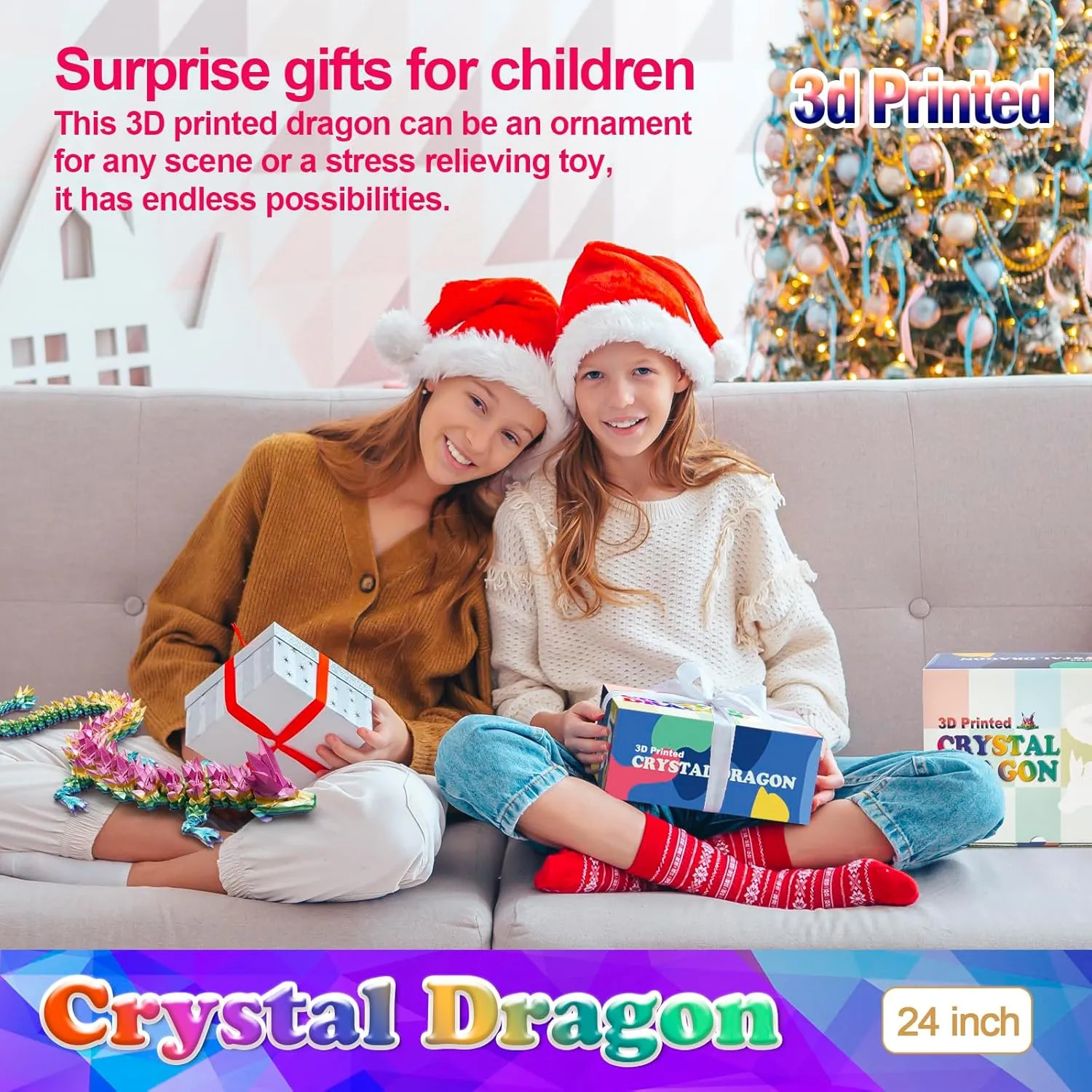 Toy for Kids 24 Inch Large 3D prodigious exert insight Printed Crystal Dragon Toy,Dragon Figurine Large 