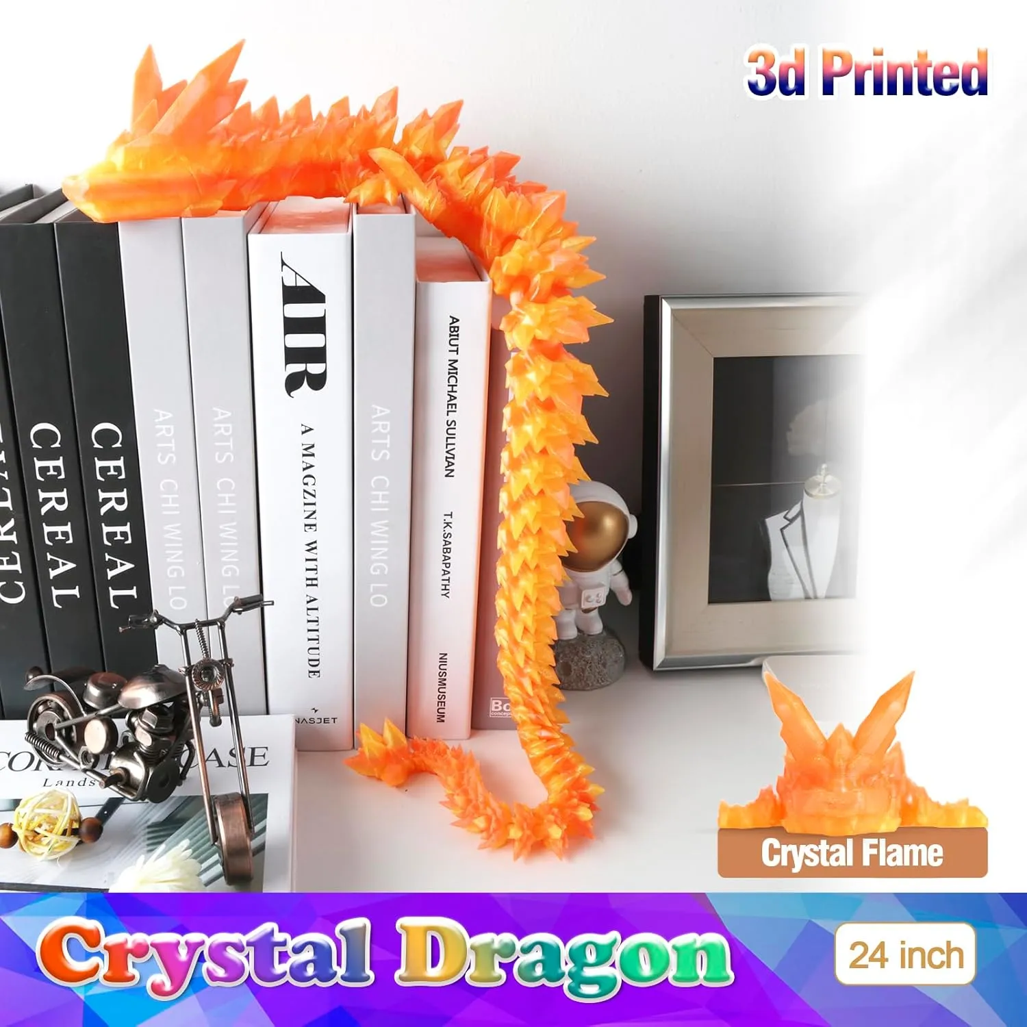 Toy for Kids 24 Inch Large 3D prodigious exert insight Printed Crystal Dragon Toy,Dragon Figurine Large 