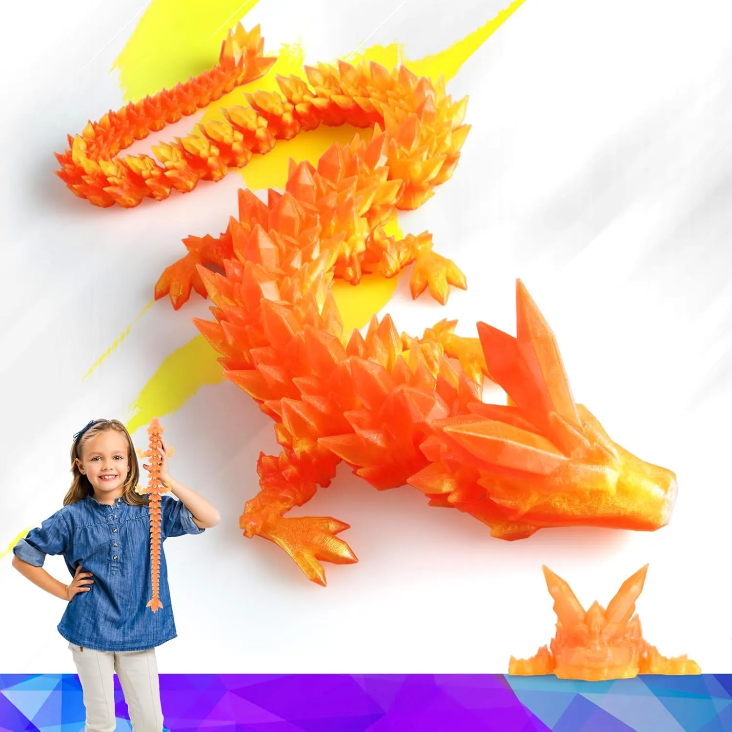 Toy for Kids 24 Inch Large 3D prodigious exert insight Printed Crystal Dragon Toy,Dragon Figurine Large 