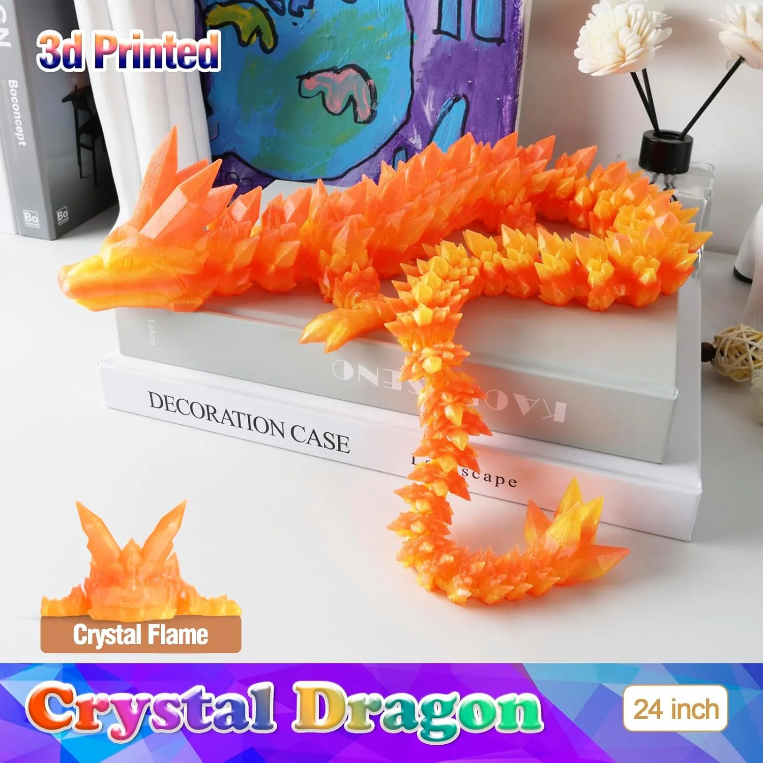 Toy for Kids 24 Inch Large 3D prodigious exert insight Printed Crystal Dragon Toy,Dragon Figurine Large 