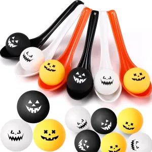 Toy Set Pumpkin Face Egg and Spoon Race Funny Game for Halloween Party Favors Supplies Indoor Outdoor Classroom Activities(White,Grimace) snowy additive 48 Pcs Halloween Spoon Game 