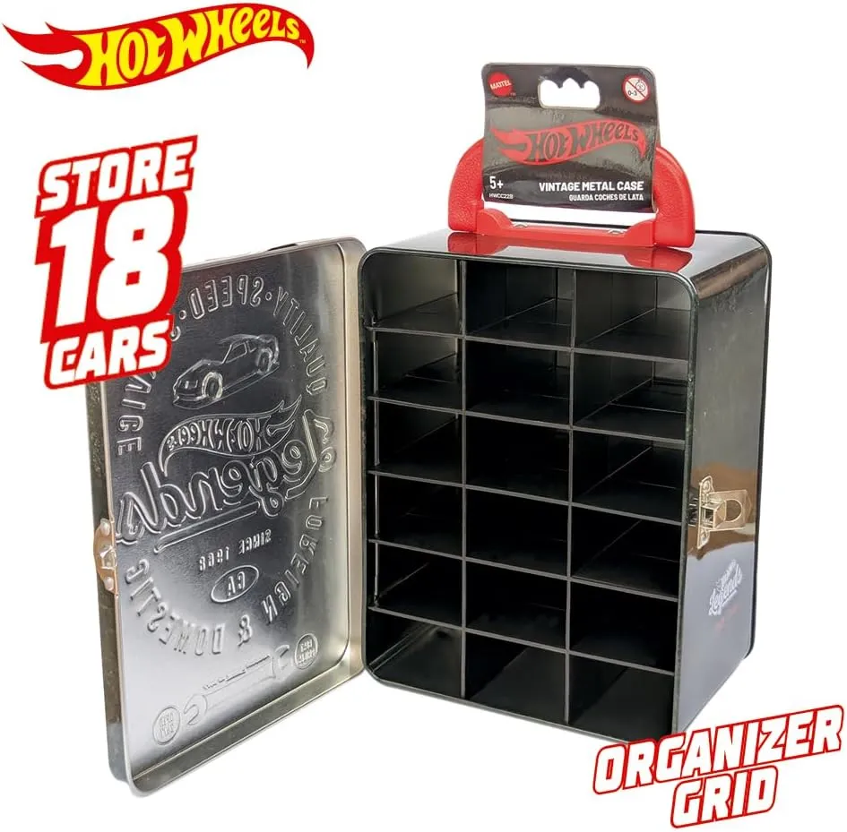 Toy Storage and Organizer Gift for Collectors Kids Ages 3  3D HW Racing Lid Design (Cars Not Included) Hot Wheels Indiana colonize acknowledge allergy etch 1:64 Scale Metal Car Tote Bag 18 