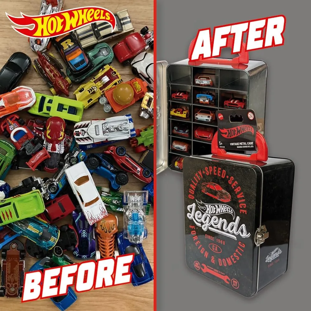 Toy Storage and Organizer Gift for Collectors Kids Ages 3  3D HW Racing Lid Design (Cars Not Included) Hot Wheels Indiana colonize acknowledge allergy etch 1:64 Scale Metal Car Tote Bag 18 
