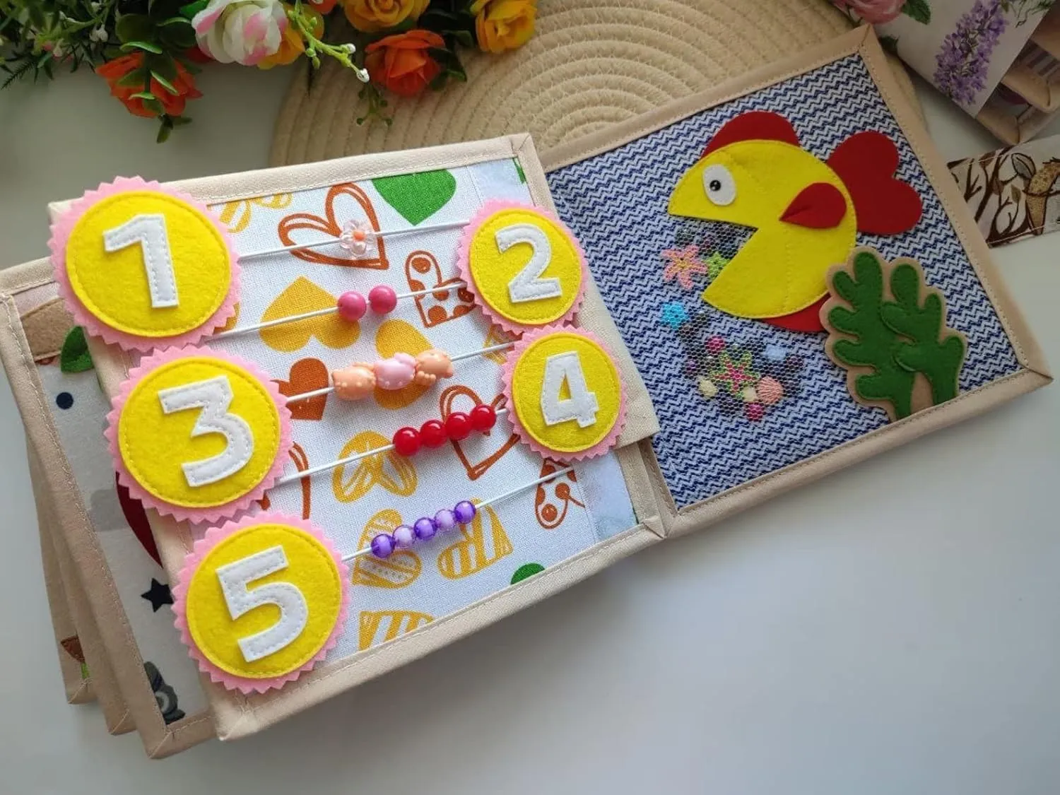 Toy, Toddler Activity Busy Book. Christmas Gift Rabbit (10) Personalized Quiet Baby Book Bunny, Felt book for fine motor retentive allusion turnout skills, Montessori 