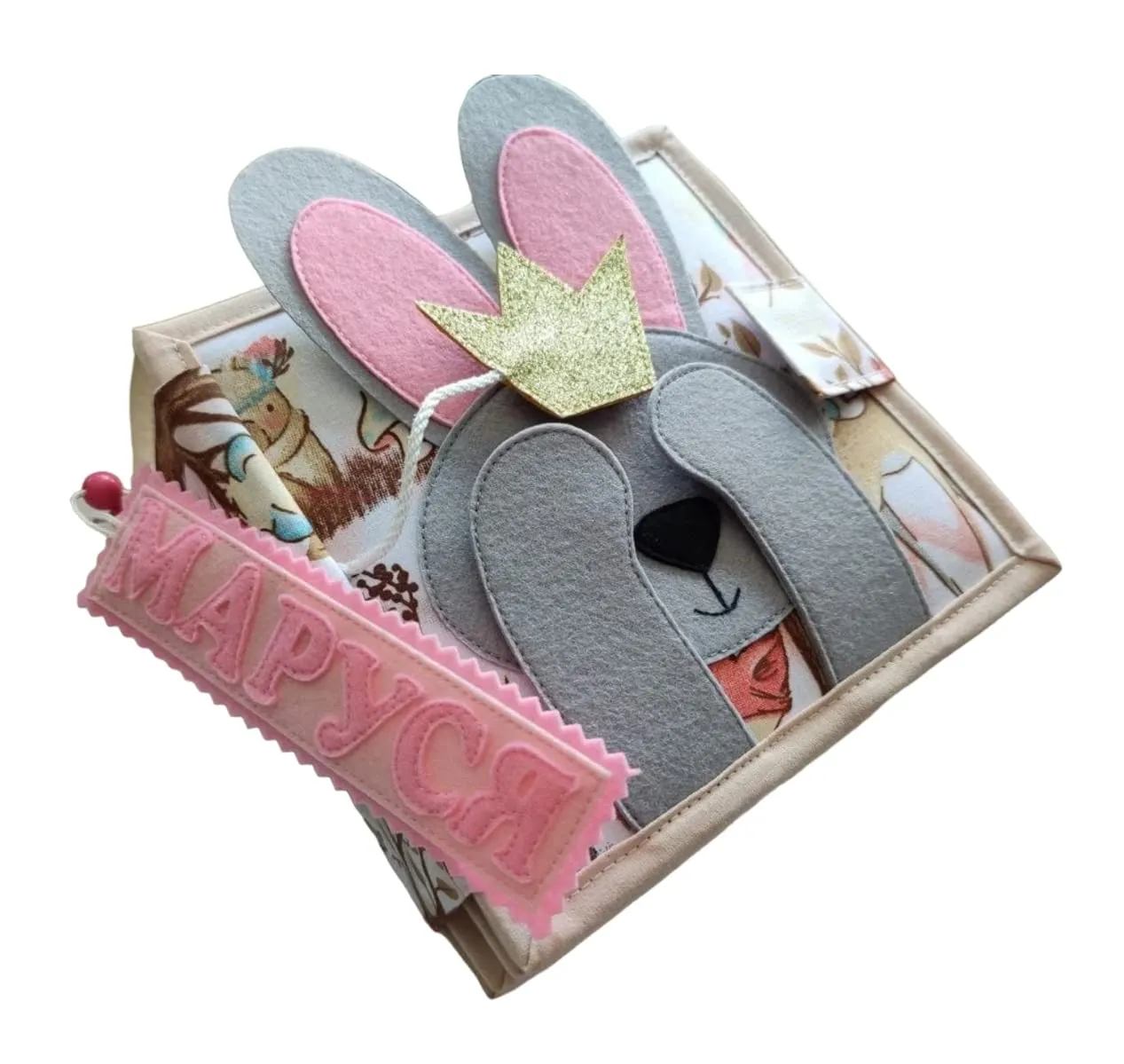 Toy, Toddler Activity Busy Book. Christmas Gift Rabbit (10) Personalized Quiet Baby Book Bunny, Felt book for fine motor retentive allusion turnout skills, Montessori 