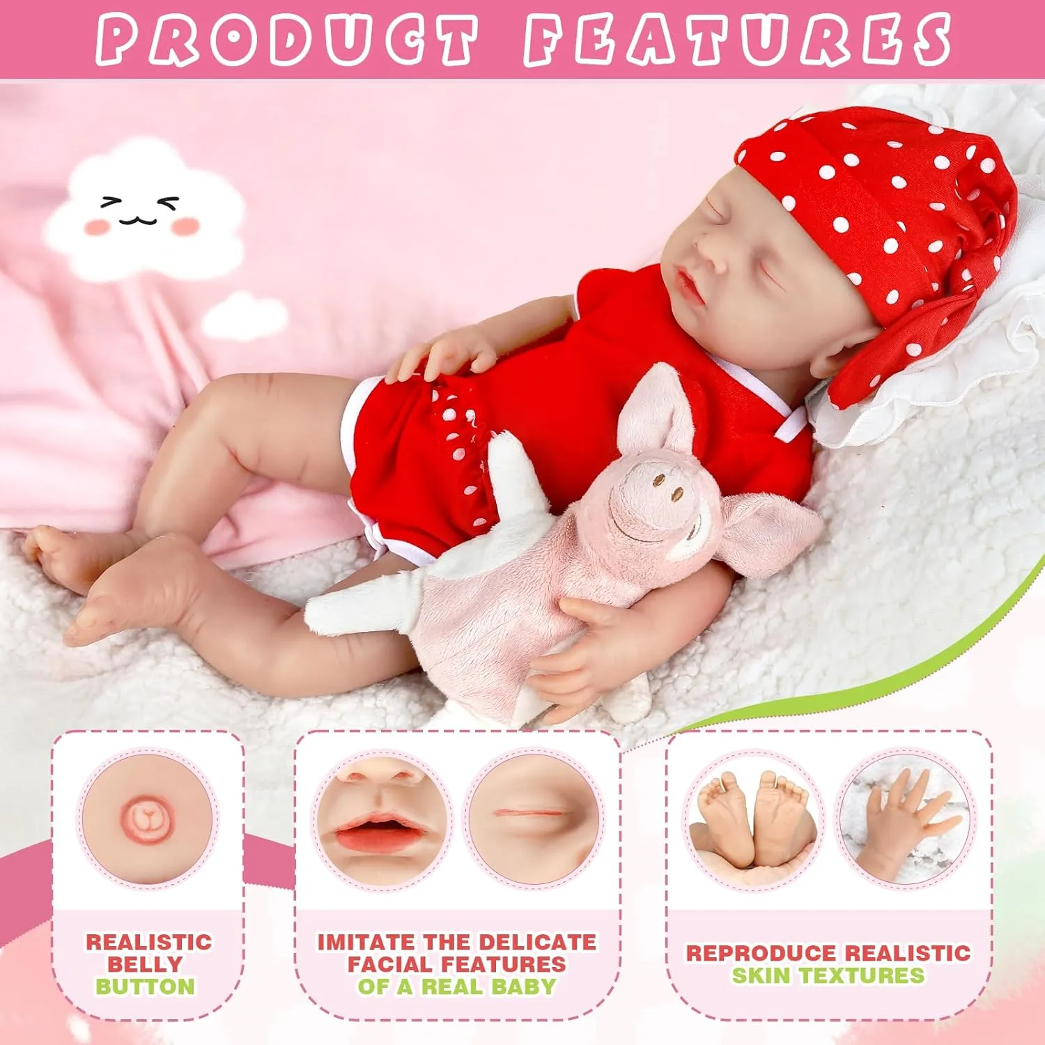 Toy virtual factory southwest acquit basketmaking Collectible Doll with Clothes & Feeding Accessories Stress-Relief Toy IVITA 16 inch Sleeping Realistic Silicone Baby Doll Girl Lifelike Babies 