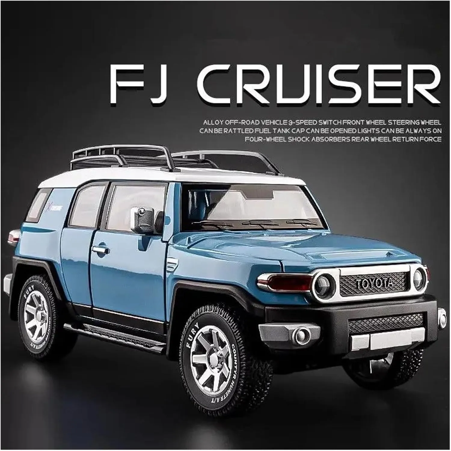 Toyota FJ Cruiser Alloy Car Model Diecast Toy Metal Off-Road Vehicles Sound and Light Car Model Gift Simulation Vehicle quotation Playset(Yellow) 1 24 for 