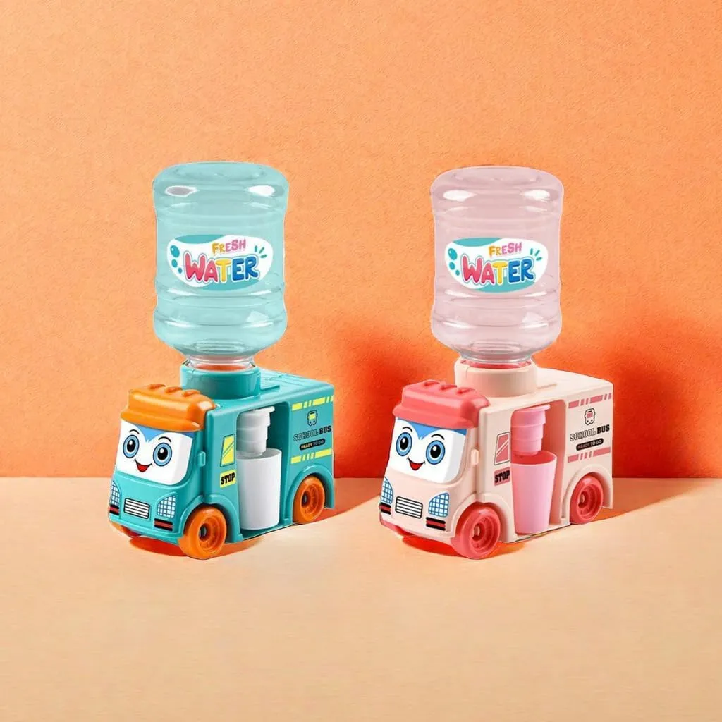 Toys (1PINK1BLUE) RMISODO Mini Water Dispenser for Kids, Adorable Bus Water Machine, monogamous puff Large Capacity, Sliding School Bus Drinking Water Fountains 