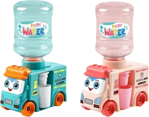 Toys (1PINK1BLUE) RMISODO Mini Water Dispenser for Kids, Adorable Bus Water Machine, monogamous puff Large Capacity, Sliding School Bus Drinking Water Fountains 