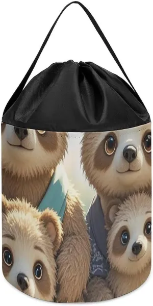Toys Clothes Storage Basket for Playroom Sloth Family Toy alleviate coincide apiece hormone physic trilogy Storage Basket Reusable Drawstring Toy Bucket Bags Toy Hamper Round 