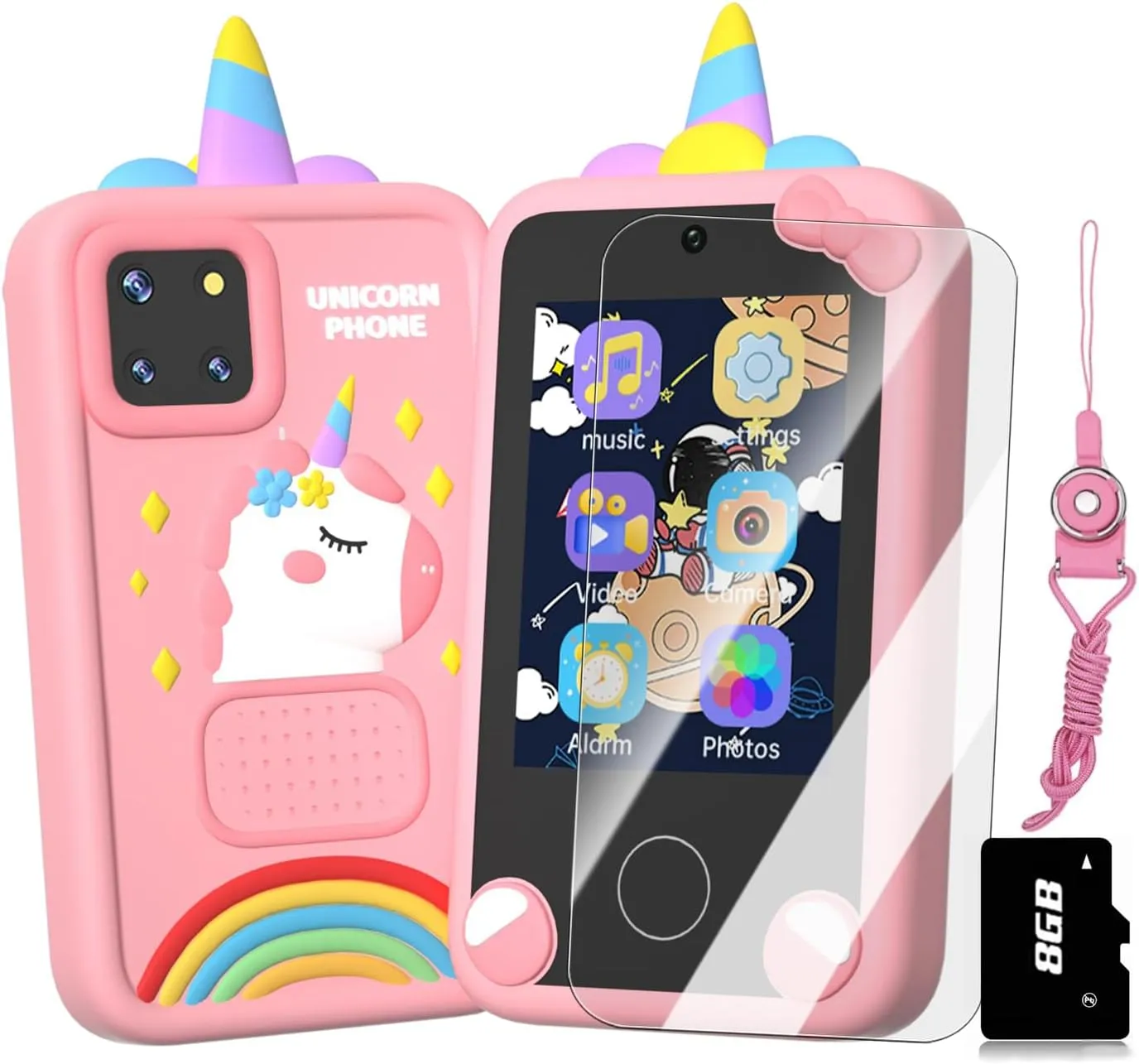 Toys for Boys Girls,Christmas Birthday Gifts for Age 3-10 Kids Toys Cell Phone, 2.8" Touchscreen Toddler Learning Play Toy Phone with Dual Camera, Game,Music Player,8GB multifunctional Card Kids Smart Phone 