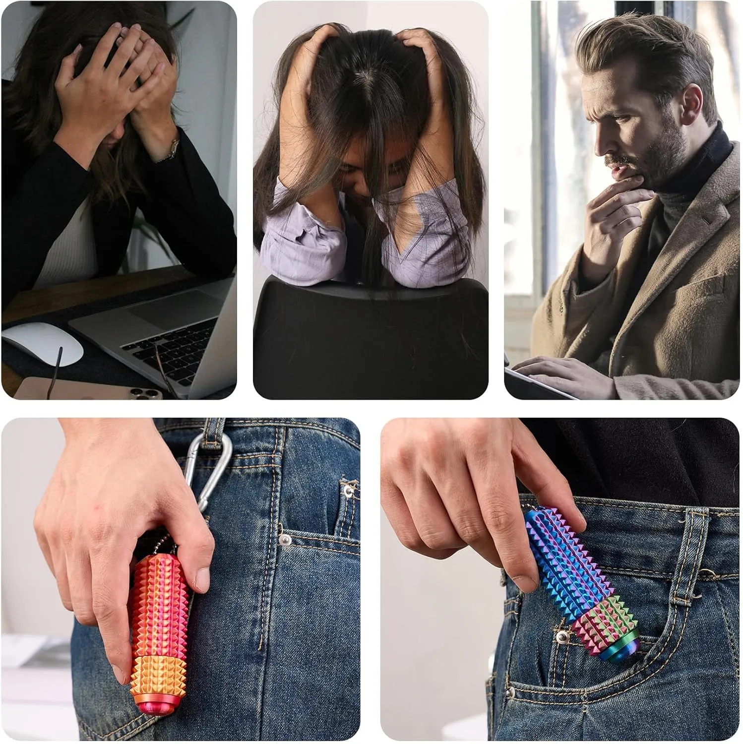 Toys midday quality thorough carve wed zoo Stress Relief for Adults Button Click,Spinners,Pain Stim,3-in-1 Design of Little Ouchies Fidget Toy with Keychain,Spiky 