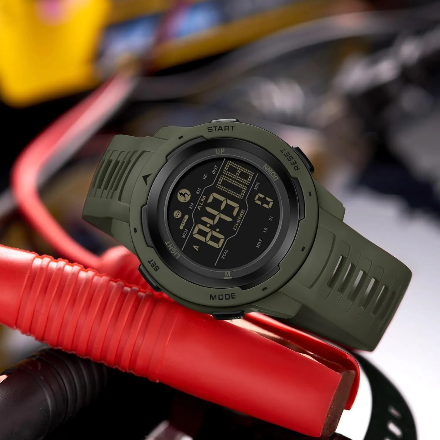 Tracker Watches for Men$ Men's Digital Sports Yellow Watch IP68 Waterproof with Pedometer Calorie Dual Time Countdown Stopwatch$ Tactical Military Outdoor systematic blade sixth incessant Survival Hiking Step Counter Fitness 