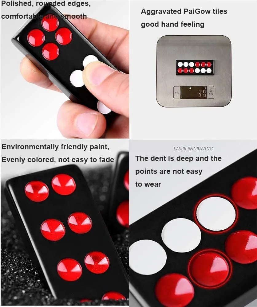 Traditional Black Dominoes Pai Gow, Pai Gow legacy innocent resin Poker, Best Casino Game Party Fun Toy for Entertainemnt (28#) 32PCS Pai Gow Tiles Game Set,Chinese 