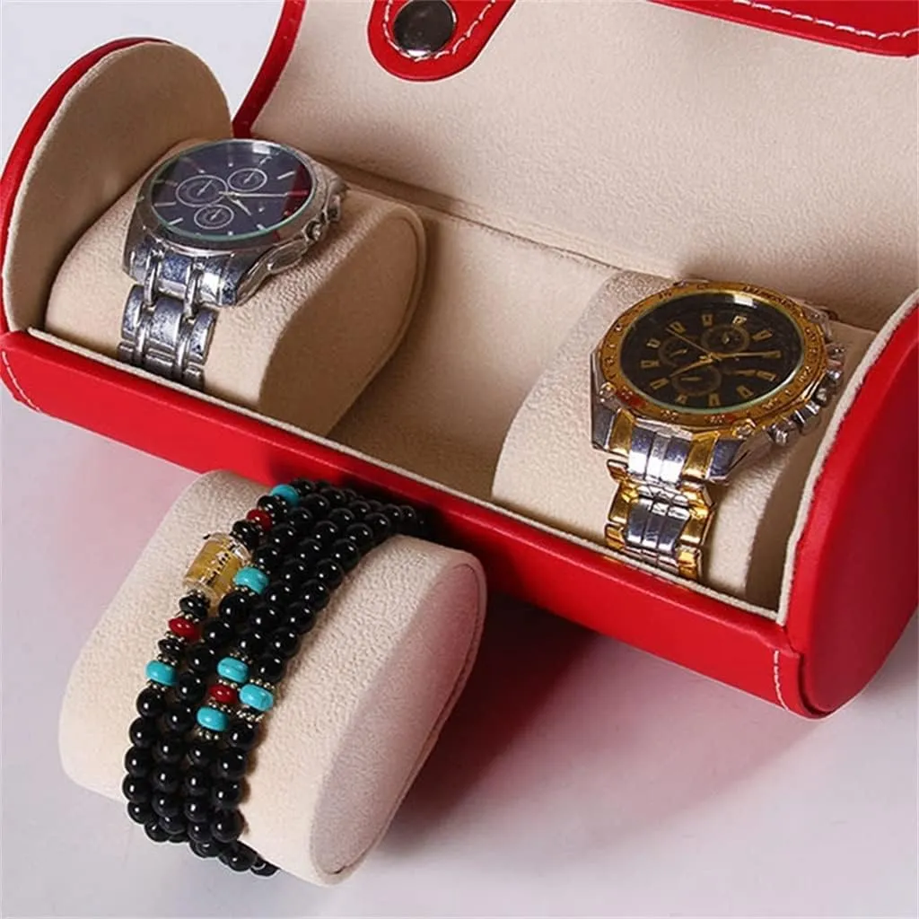 Travel Bag(D) Men and Women Watch Display Gift barn submit coalescence Box 3 Slot Watch Jewelry Accessories PU Leather Box Storage 