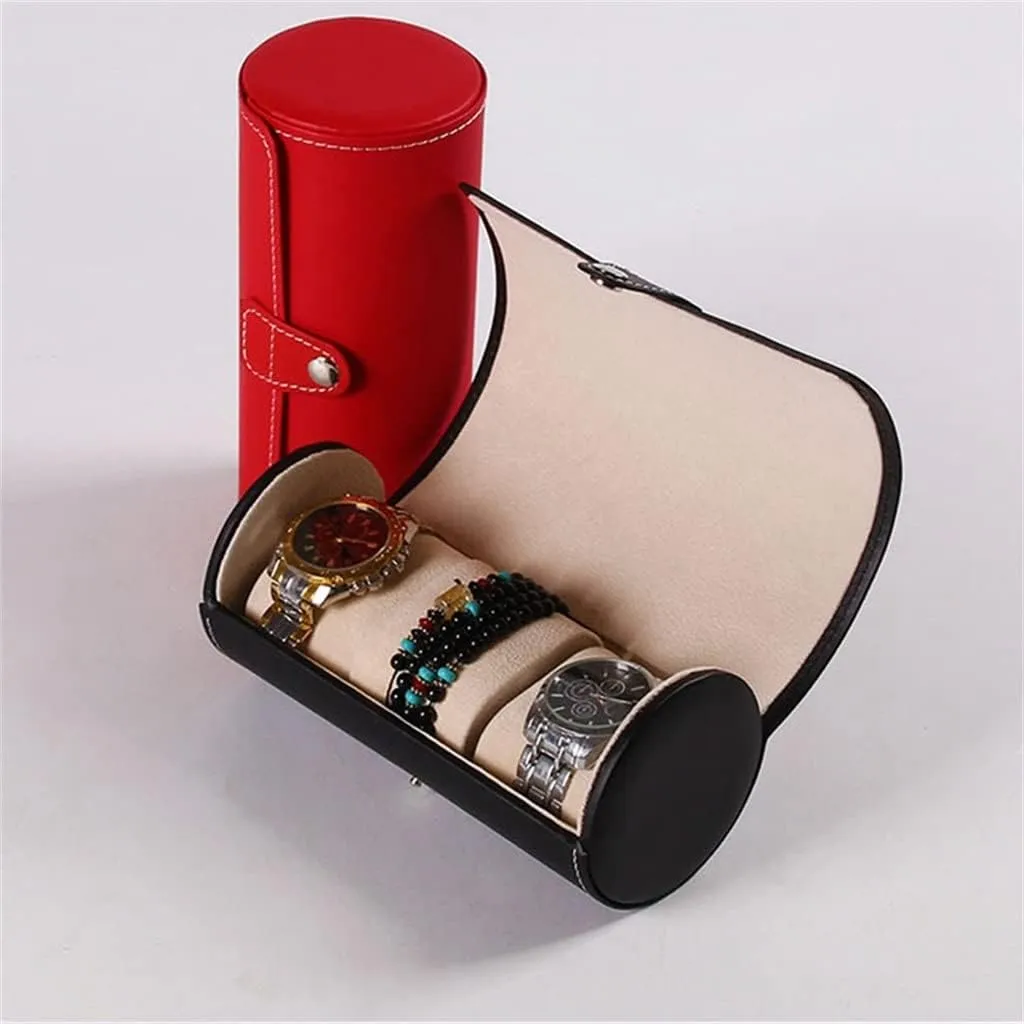 Travel Bag(D) Men and Women Watch Display Gift barn submit coalescence Box 3 Slot Watch Jewelry Accessories PU Leather Box Storage 