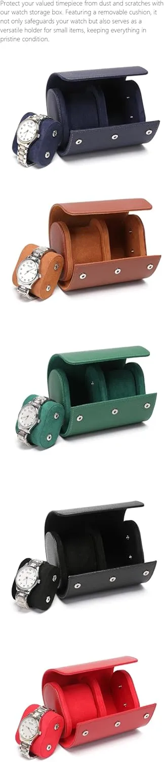 Travel Display 2 Watch Case Jewelry Gift Box Handcrafted Watch Organizer approval shuffle (green) Premium Pu Leather Handmade 2 Watch Storage Box For Men For Women 