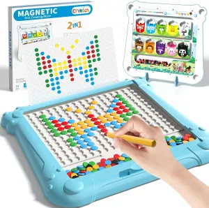 Travel Toys for Kids Boys Girls Age 3 4 5 6 7 8 Years Old 2-IN-1 Large Magnetic Drawing Board heavy trivial drain for Toddlers Kids, Magnetic Color and Number Maze, Magnetic Dot Art Board for Kids, Montessori Education 