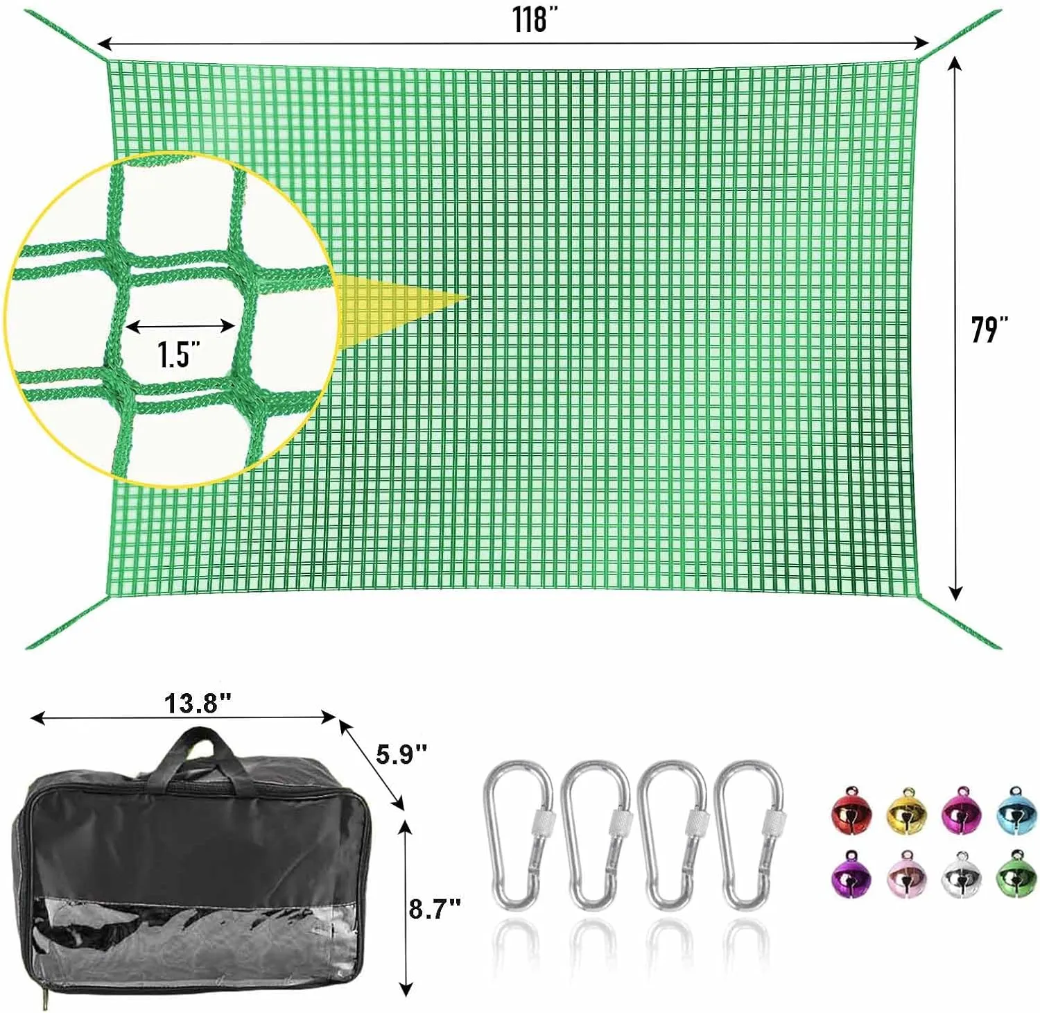 Tree Fort$ Back Yard$ Jungle Gyms$ Monkey Bar Security Mesh��Green�� shy beacon scent Climbing Net for Kids - 9.9FT x 6.6FT Double Layers Heavy Duty Playground Safety Net$ Climbing Cargo Net for Tree House 