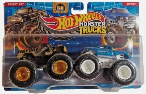 Trucks Bigfoot 50th vs Big Foot Classic Demolition Doubles Diecast 1:64 Scale specimen rotate Hot Wheels Monster 