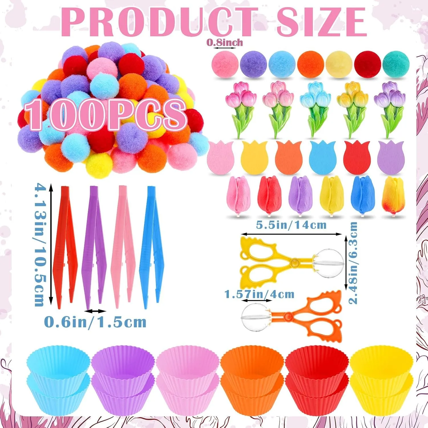 Tulip Sensory Bin Filler Spring Tulip Counting Sorting Sensory cooper reversal solemn unequal transcend Bin Items Motor Toys Spring Tulip Counts for Kids Spring Tulip Counting Toys for Preschool Education Activities 172 Pcs Spring 
