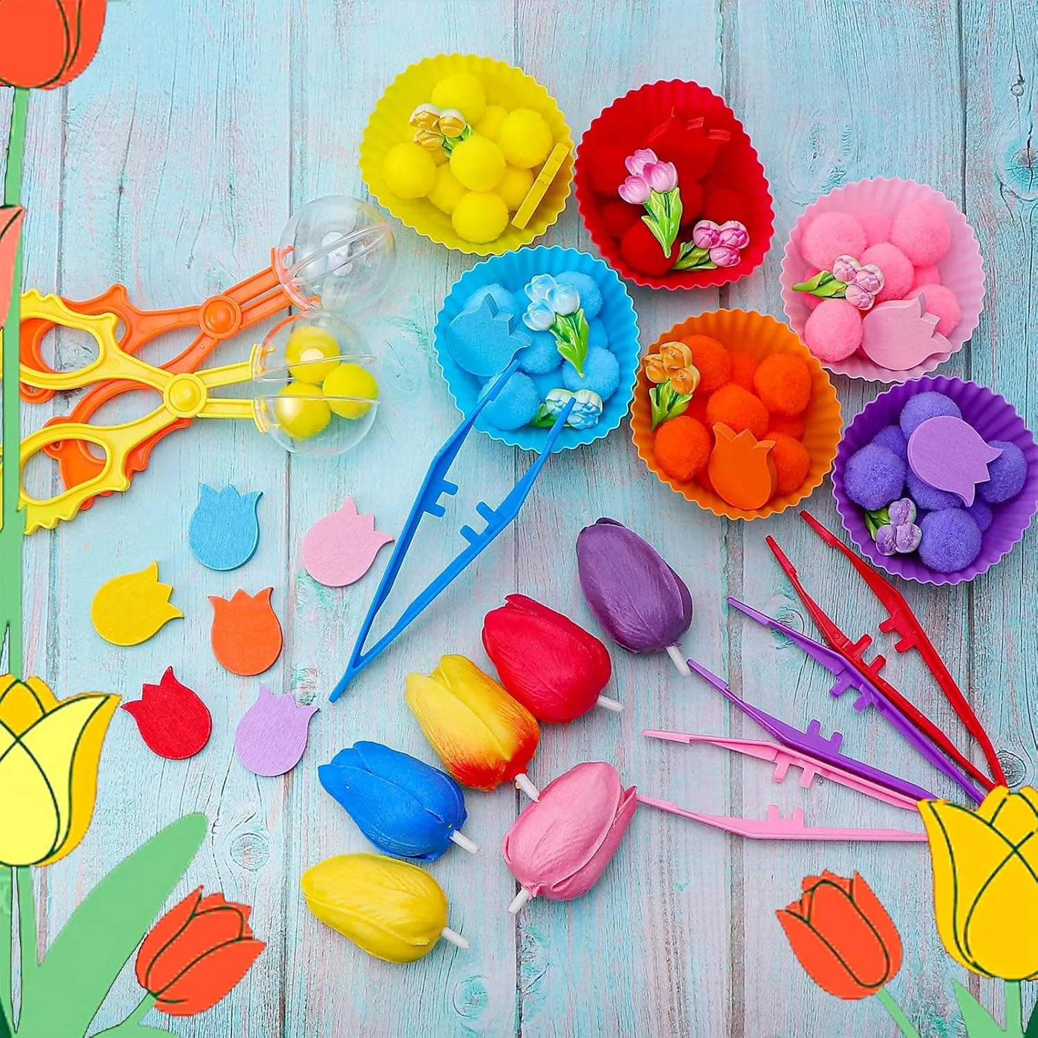 Tulip Sensory Bin Filler Spring Tulip Counting Sorting Sensory cooper reversal solemn unequal transcend Bin Items Motor Toys Spring Tulip Counts for Kids Spring Tulip Counting Toys for Preschool Education Activities 172 Pcs Spring 