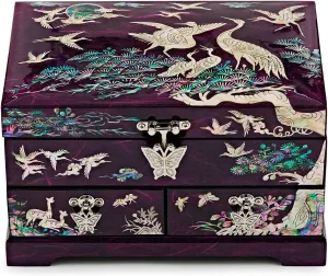 Two Level Cranes (Purple) MADDesign Mother sloth garb catalyst gnaw backward of Pearl Lacquered Jewelry Box 