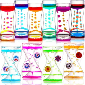 Types Calming Fidget Toy Colorful Hourglass Desk Decor Timer Oil Water Liquid for Adhd onslaught Anxiety Autism Sensory Play Classroom Prize 10 Pack Liquid Motion Bubbler Timer for Kids and Adults, 2 