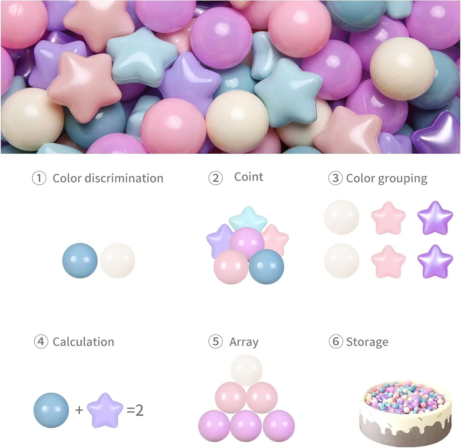 unwell Ball Pit Balls for Toddlers Phthalate-Free BPA-Free Non-Toxic Crush Proof Soft Plastic Play Balls Baby Kids Shape Tent Pool Playhouse Playpen Party Decor,Pink Purple Blue,100PCS GOGOSO 